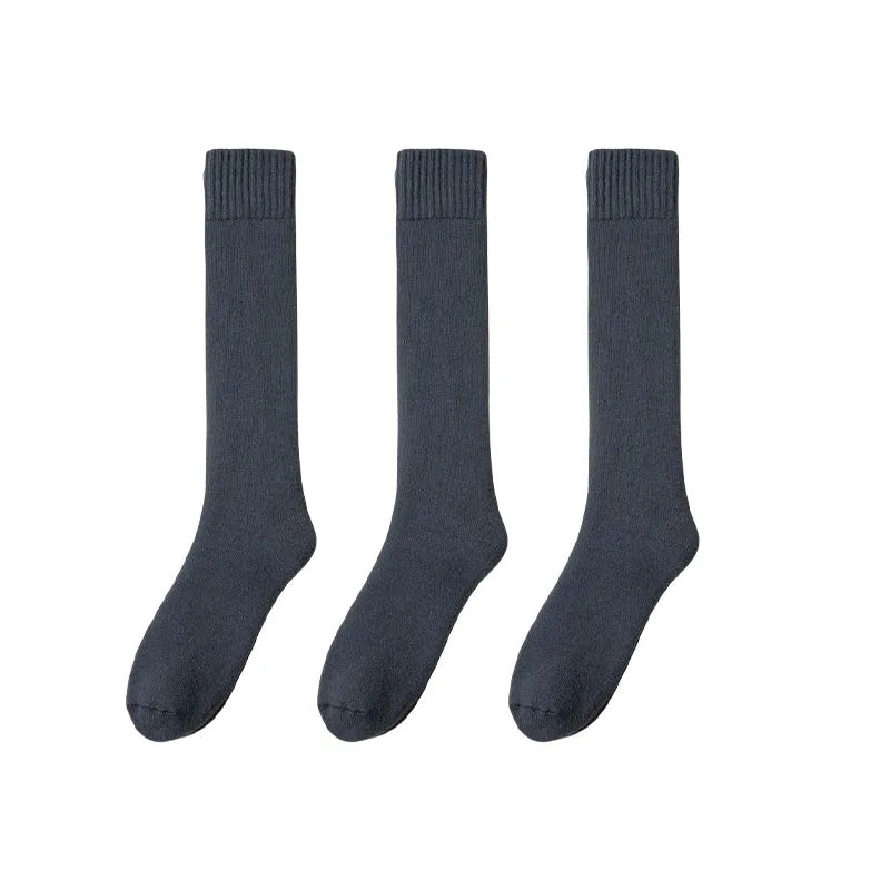 3 Pair Winter Thick Warm Men's Knee High Wool Socks