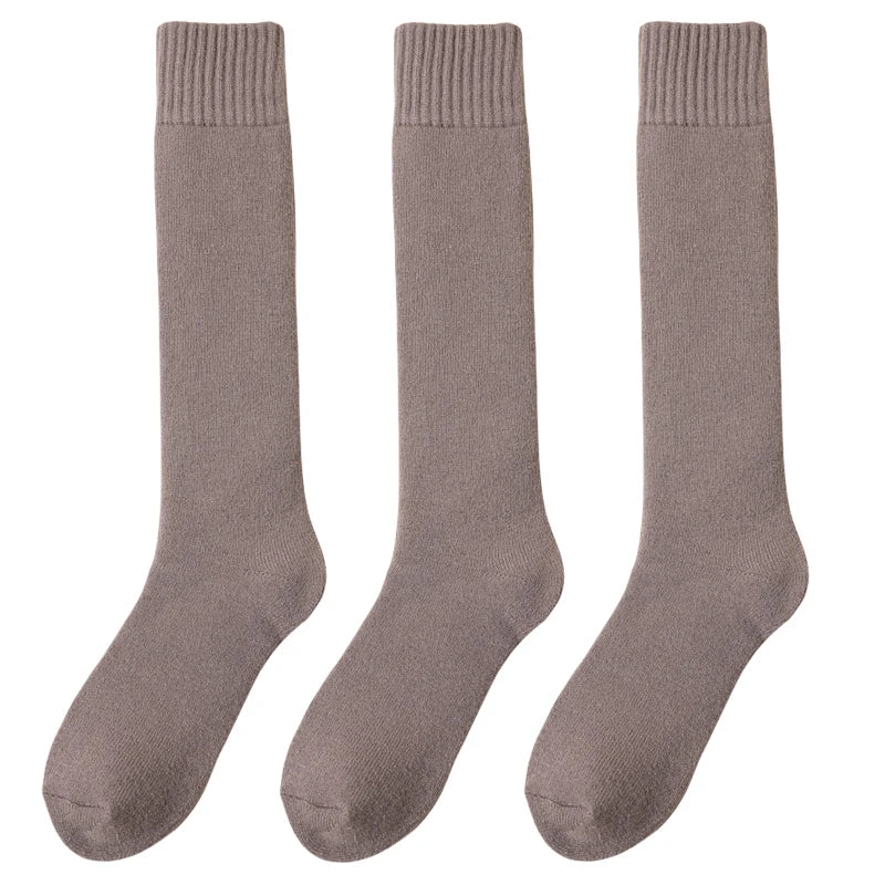 3 Pair Winter Thick Warm Men's Knee High Wool Socks