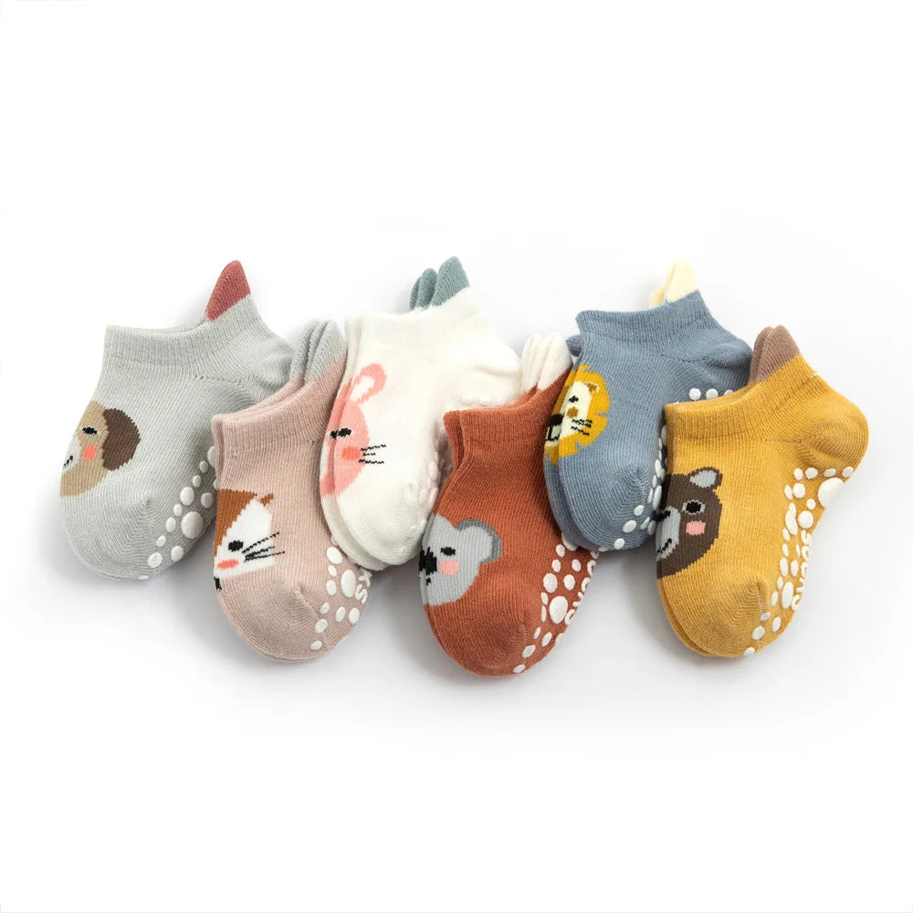 Kids Cartoon Anti-Skid Floor Socks – 6 Pairs