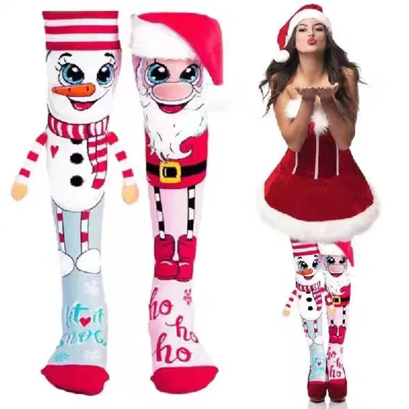 Cozy Christmas Slipper Socks – Santa & Snowman Design