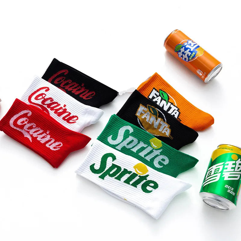 Hip Hop Drink-Themed Socks – Cola & Sprite Designs