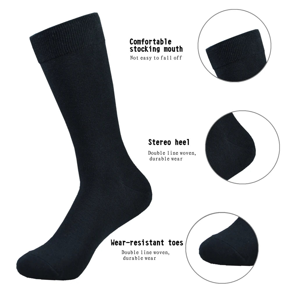 6 Pairs Men’s Black Cotton Dress Socks - Sweat-Resistant & Anti-Odor