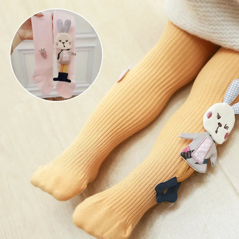 Girls' Cotton Knitted Tights – Rabbit Design (1-7T)