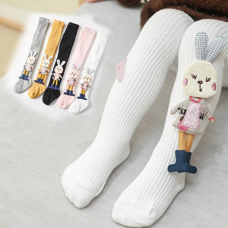 Girls' Cotton Knitted Tights – Rabbit Design (1-7T)